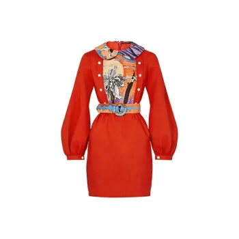 LOUIS VUITTON Long Sleeved Dress Women's Red