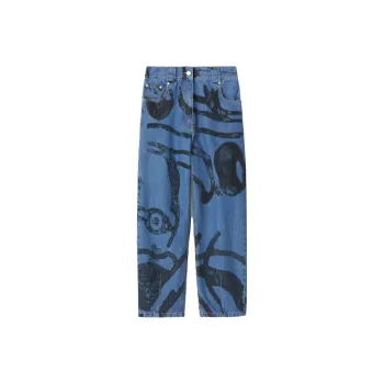 KENZO K-Tiger Graphic Print Cropped Jeans