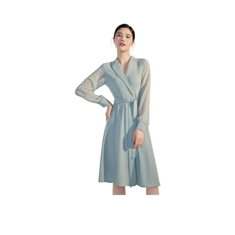 BBLLUUEE Long Sleeved Dress Women's Avocado Green-0