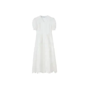 NancyCavally Short Sleeved Dress Women's White