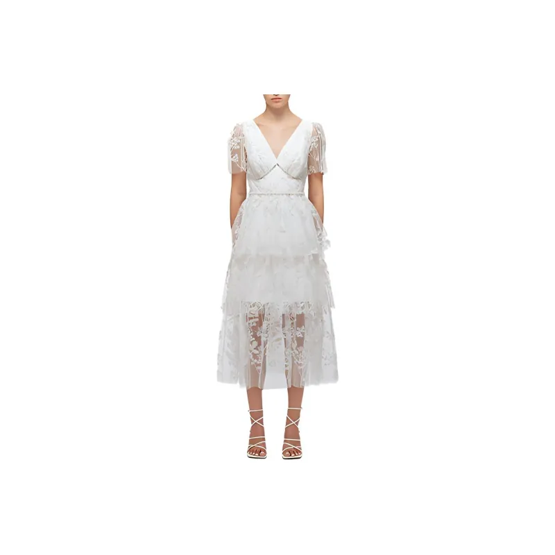 Self portrait Short Sleeved Dresses Women's White-0