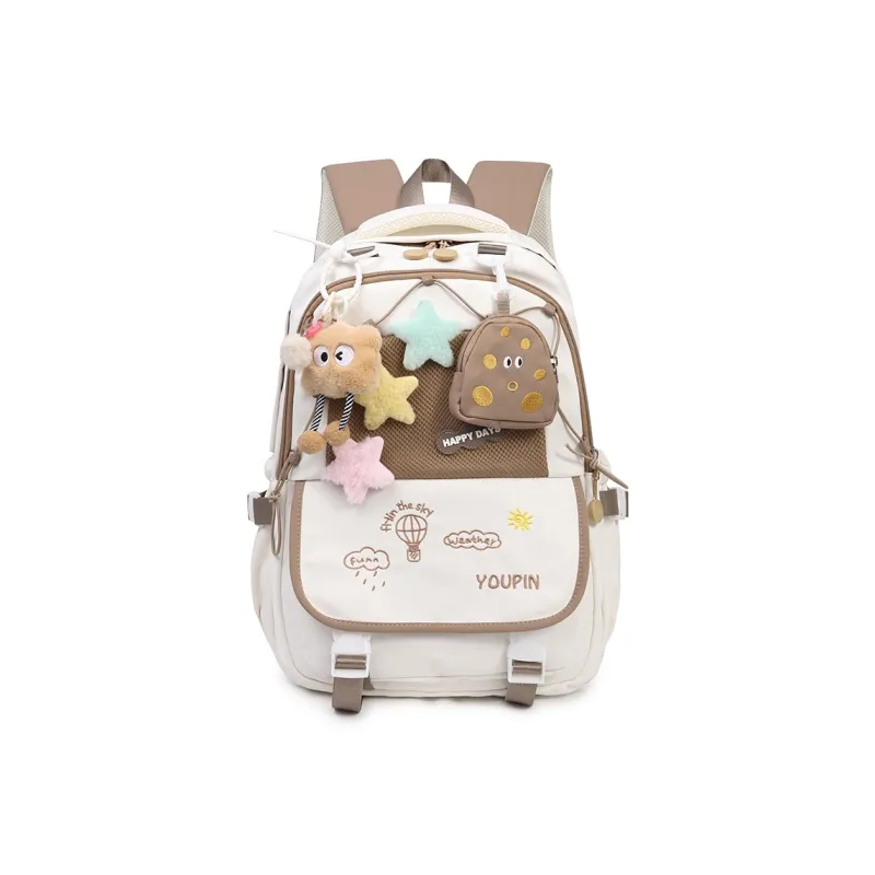 Yalu Nylon Backpack Unisex Black/Khaki/Light Green/Custard/Light Pink-0