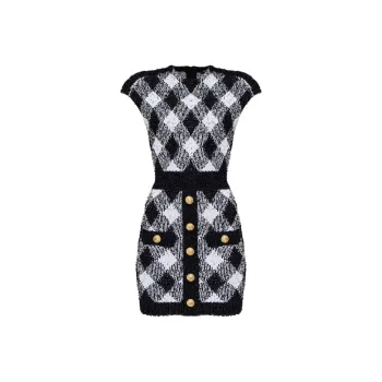 BALMAIN Sleeveless Round Neck Mini Dress