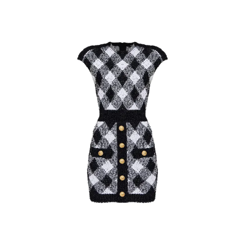 BALMAIN Sleeveless Round Neck Mini Dress-0