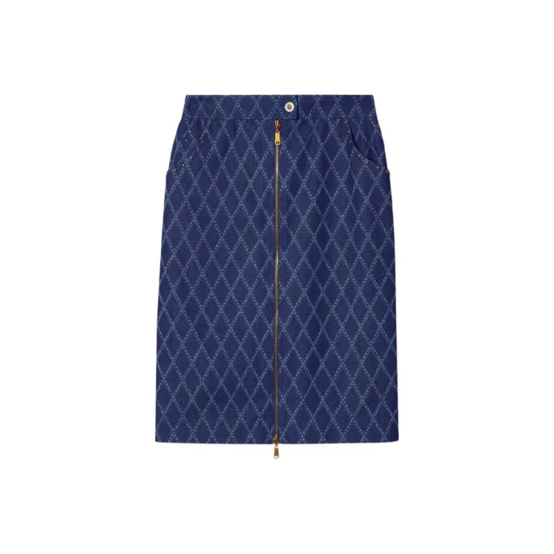 PSALTER Denim Long Skirt Women's Navy Blue-0