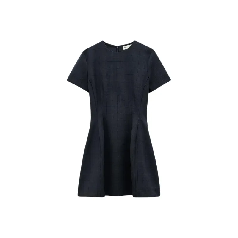 ZARA ZW Series Short-Sleeved Dresses Women's Blue-0