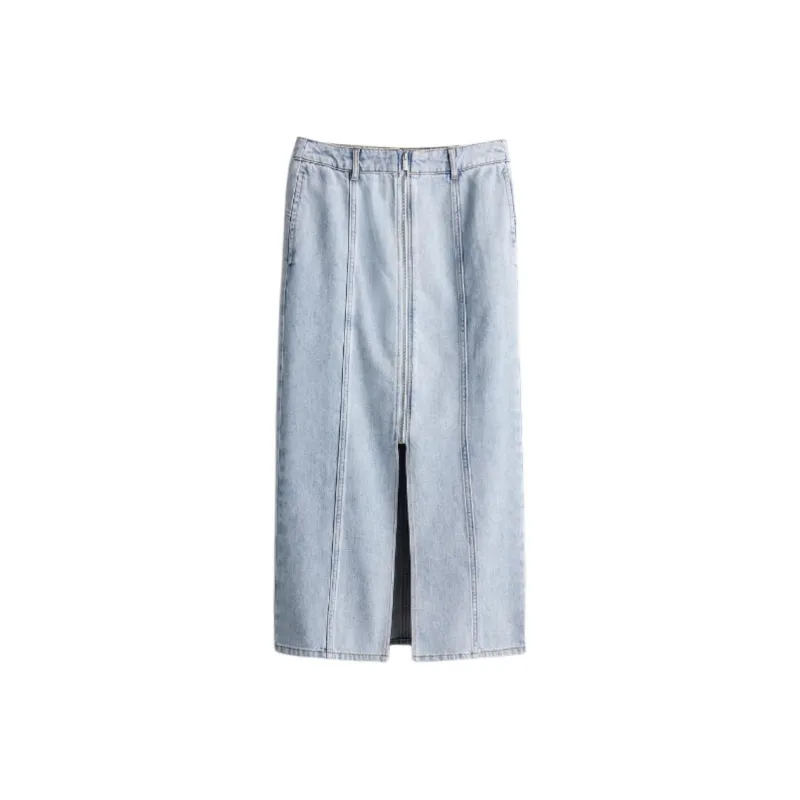 H&M Denim Long Skirts Women's Light Denim Blue-0