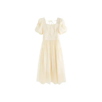 OZVO Short Sleeved Dresses Women's Beige Yellow