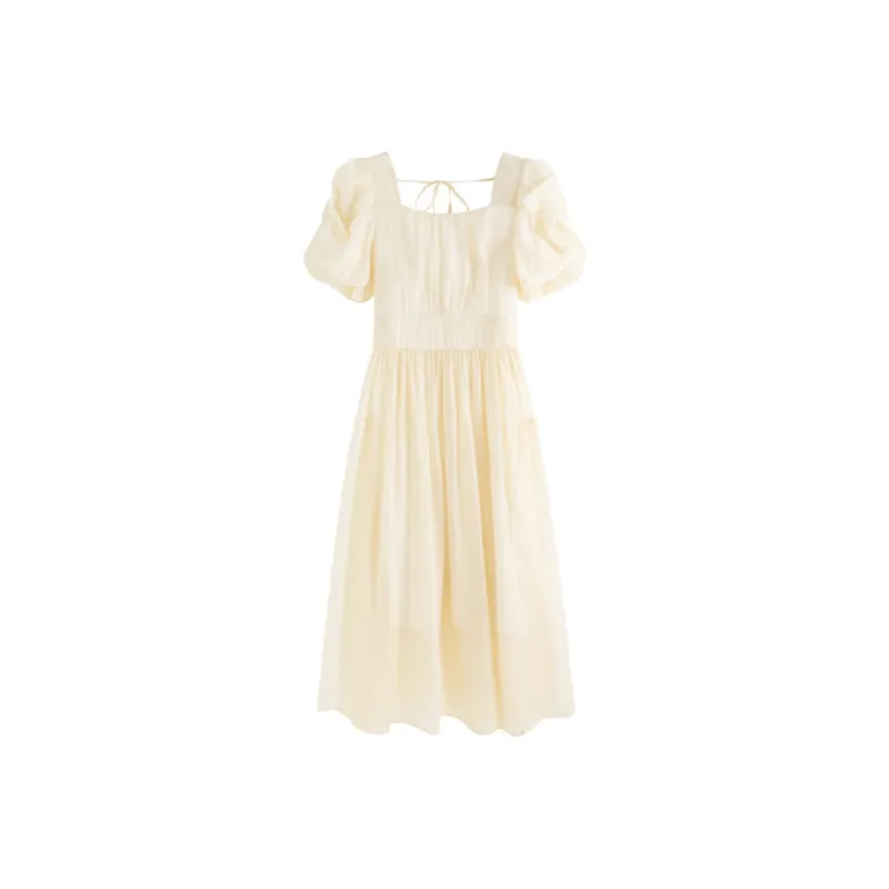 OZVO Short Sleeved Dresses Women's Beige Yellow-0