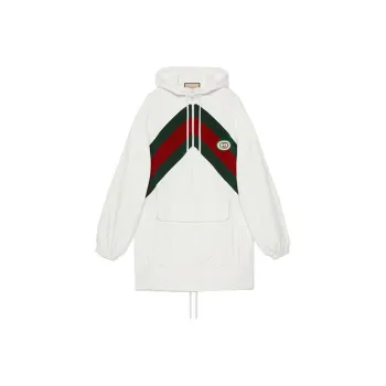 GUCCI Chenille Web Hooded Dress White