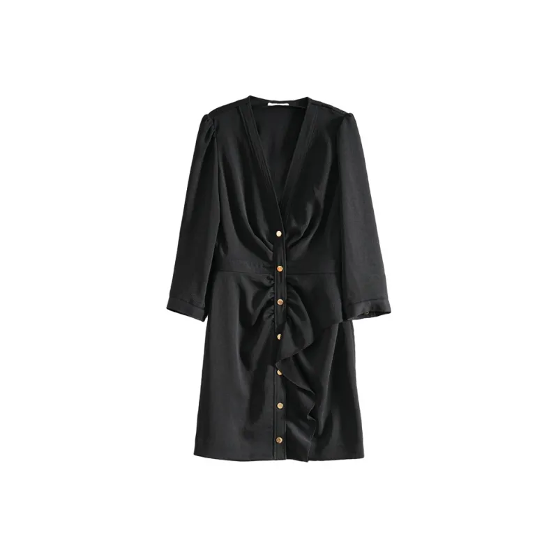 Sandro Long Sleeved Dress Women's Dark Blue-0
