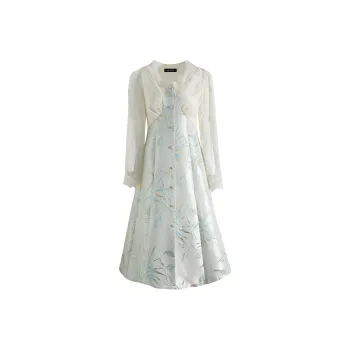 CPAURA Long Sleeved Dress Women's White