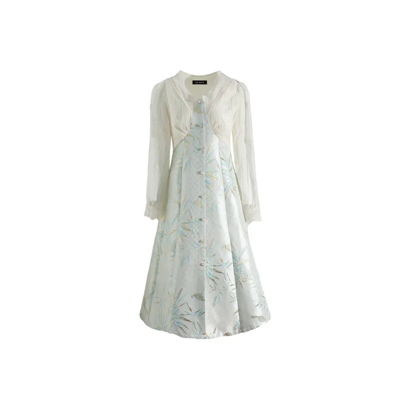 CPAURA Long Sleeved Dress Women's White-0
