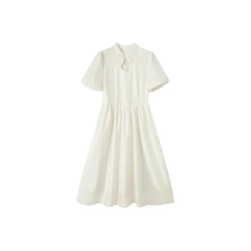 EICHITOO Short-Sleeved Dresses Women's Ecru