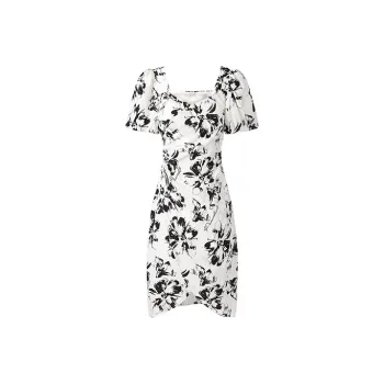 PEACEBIRD Short Sleeved Dress Women's White Pattern