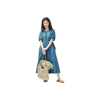 ZIMO Short Sleeved Dress Women's Peacock Blue