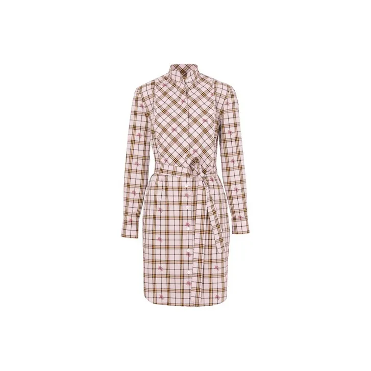 Burberry Long-Sleeved Dresses Women's Pink-0