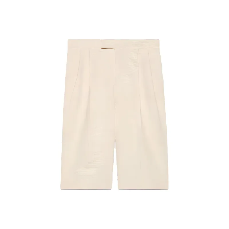 GUCCI High Rise Tweed Shorts White-0