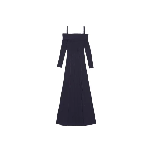 GANNI Melange Knitted Off Shoulder Maxi Dress