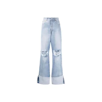 Vetements Wide Leg Destroyed Cut Up Denim 'Light Blue'