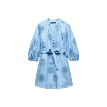 ZARA Long-Sleeved Dresses Women's Sky Blue