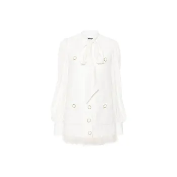BALMAIN Feather trim Tweed Mini Dress