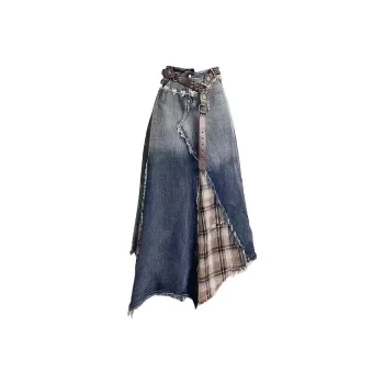 ECNR Denim Long Skirts Women's Blue