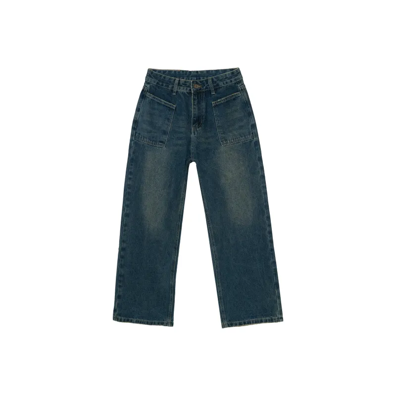 FAWENXIANGZI Jeans Women's Vintage Blue-0