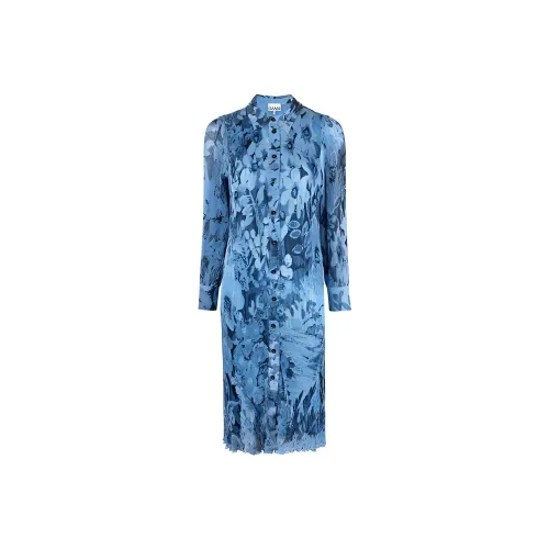 GANNI Long Sleeved Dresses Women's Blue