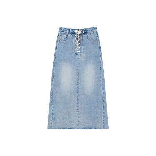 VEGA CHANG Denim Long Skirts Women's Denim Blue