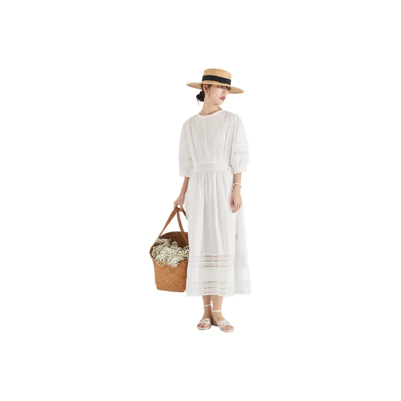 ZIMO Short Sleeved Dresses Women's White-0