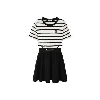 MacyMccoy Short-Sleeved Dresses Women's Black White Stripes