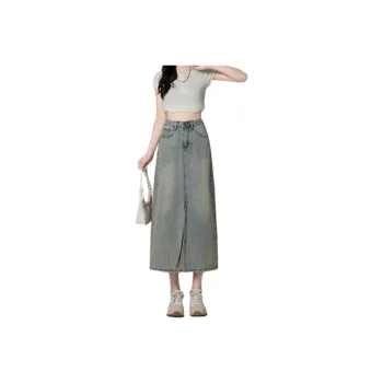 Enhanced Denim Long Skirts Women's Nostalgic Blue
