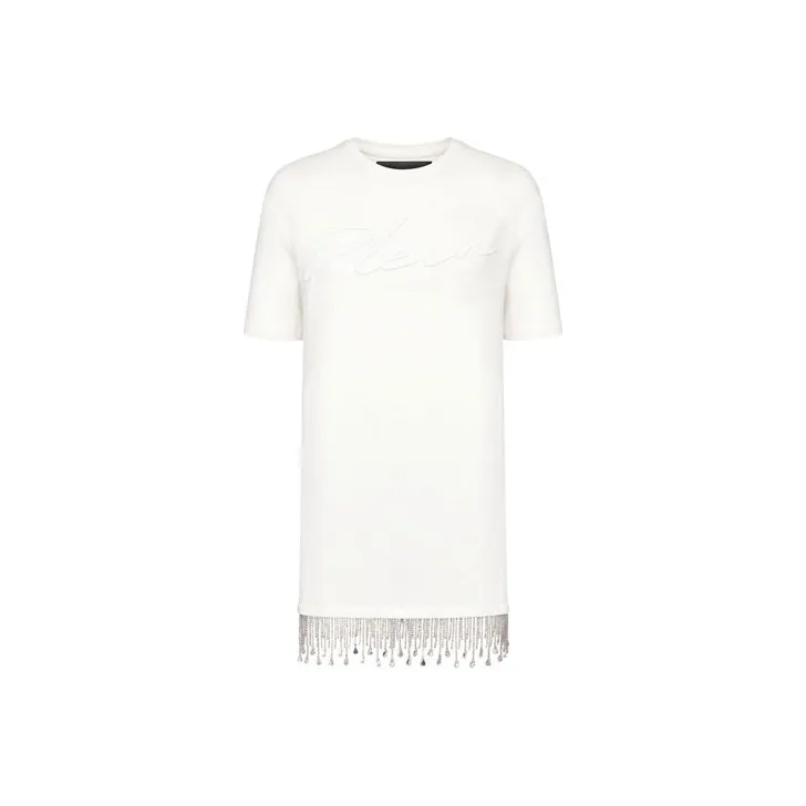 PHILIPP PLEIN Crystal Fringe T-shirt Dress-0