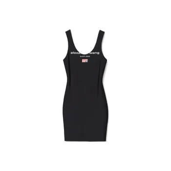 alexander wang SS21 Scoop Neck Low Back Tank Dress In Black