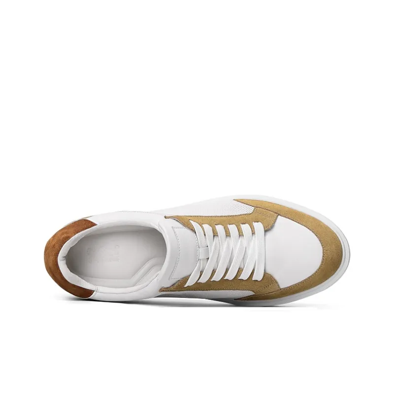 He Jinchang Anti Slip Wear Resistant Low Top Skateboard Shoes Men's White Brown-3