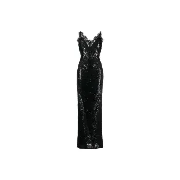 PHILIPP PLEIN Sequin embellished Lace detail Maxi Dress
