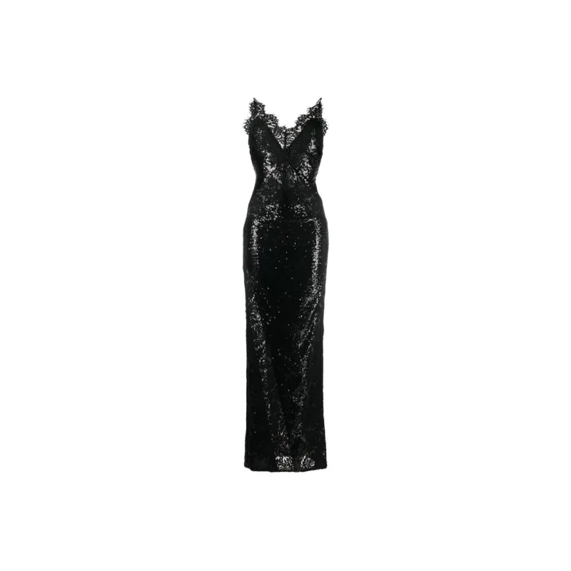 PHILIPP PLEIN Sequin embellished Lace detail Maxi Dress-0