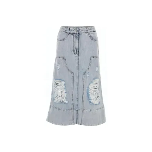 Givenchy Destroyed-Effect Midi Denim Skirt
