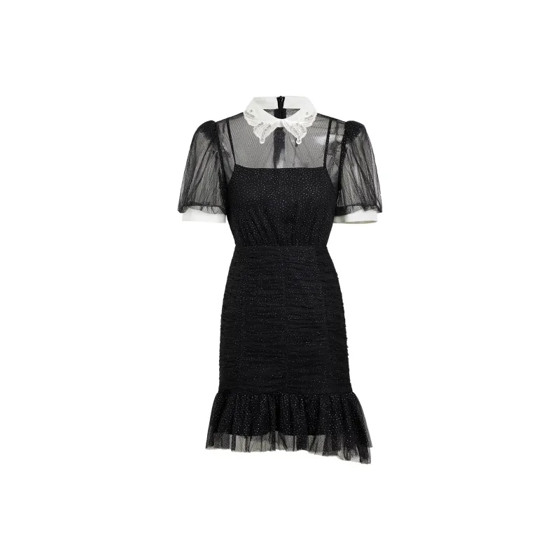 AUI Short Sleeved Dresses Women's Black-0