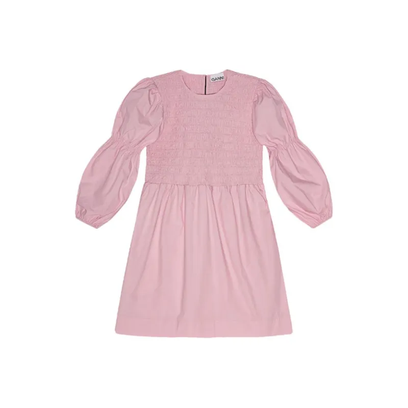 GANNI SS24 Long Sleeved Dress Women's Bleached Mauve-0