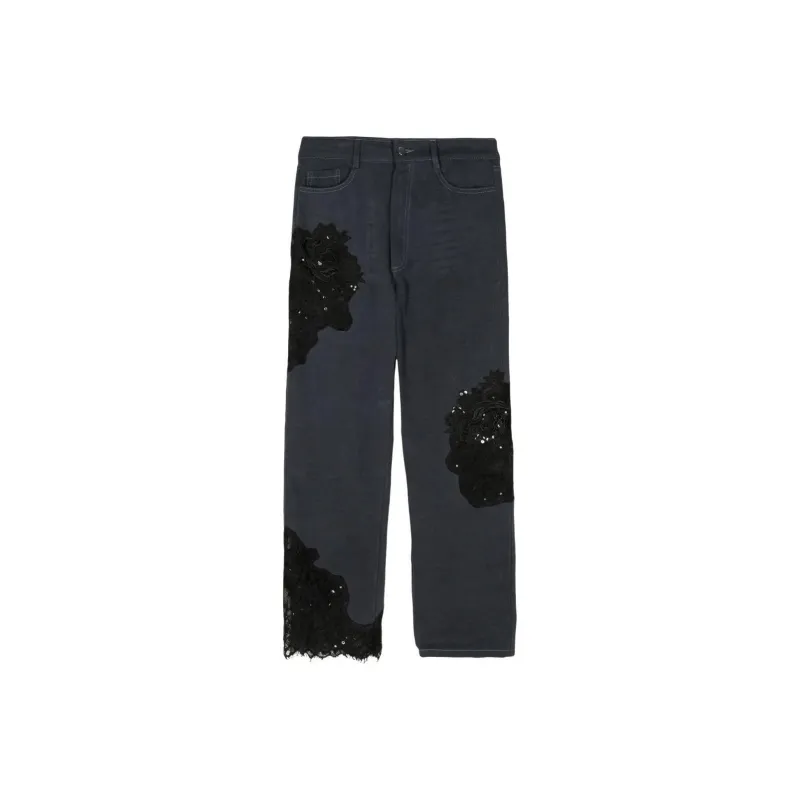 Collina Strade Lace Panels Straight leg Jeans-0