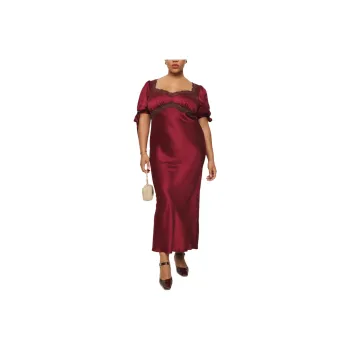 REFORMATION Stella Silk Dress Es Short-Sleeved Dresses Women's Crimson Clover