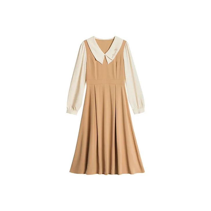 Olrain Long Sleeved Dresses Women's Khaki-0