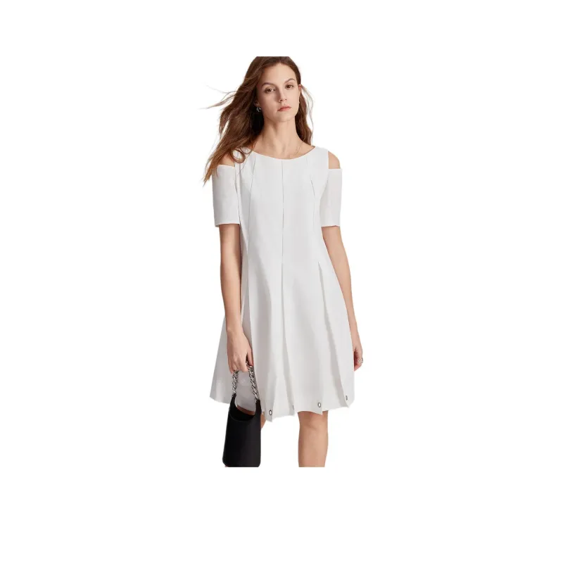 ELLE Short Sleeved Dresses Women's White-0