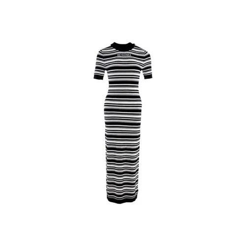 BESIONIA SS24 Short Sleeved Dresses Women's Black Stripes