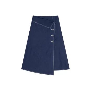 DKNY Denim Long Skirt Women's Navy Blue