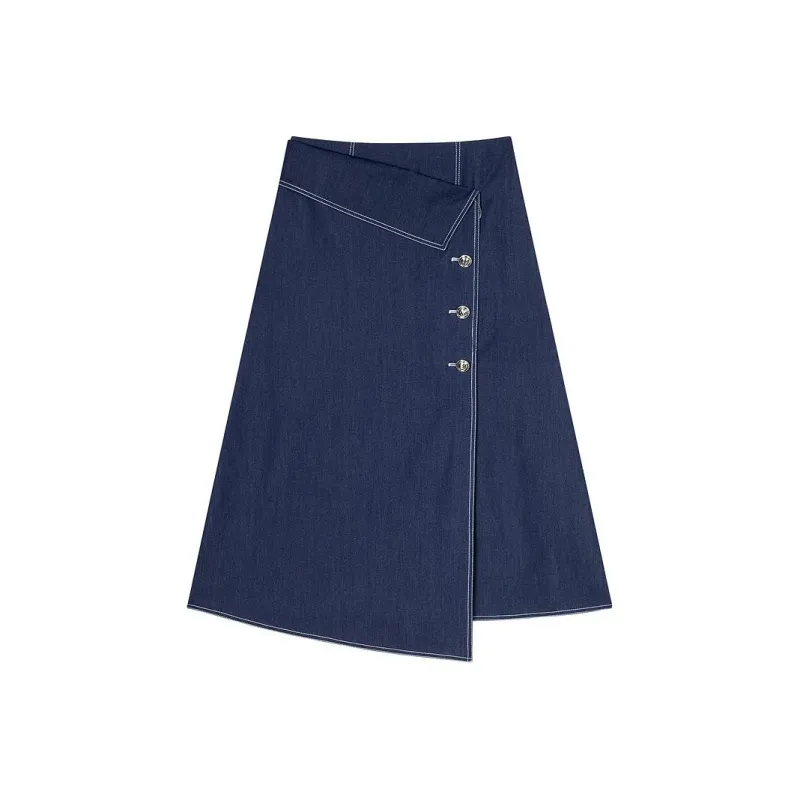 DKNY Denim Long Skirt Women's Navy Blue-0