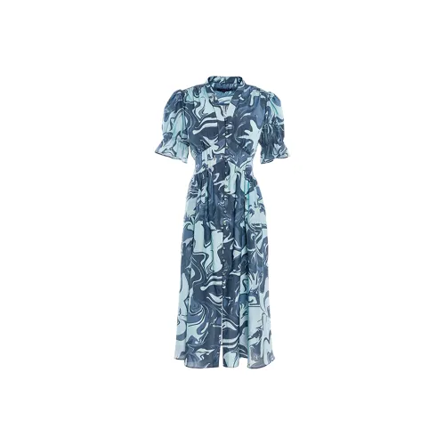 BESIONIA SS24 Short Sleeved Dresses Women's Blue