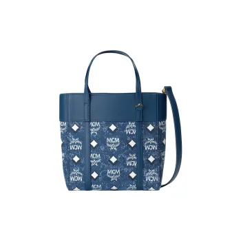 MCM Nappa Leather Trim Tote Bag, Shopping Bag, Shoulder Bag, Crossbody Bag, Handbag Mini Women's Blue